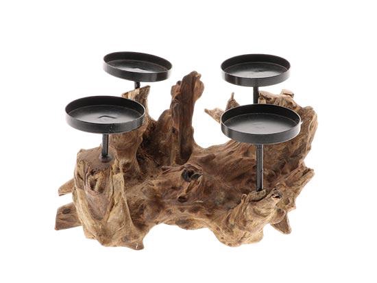 Candleholder 4 Teak Trunk L30W23H18