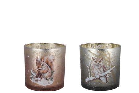 <h4>Ruby Brown T-light Squirrel/owl Ass 9x10cm</h4>