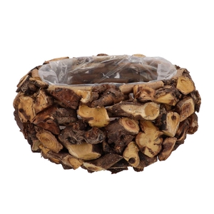 Wreath Wood Brown Planter With Bottom 25x22x15cm