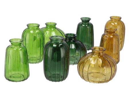 <h4>Dayah Forest Green Glass Bottle S/3 7x11cm</h4>