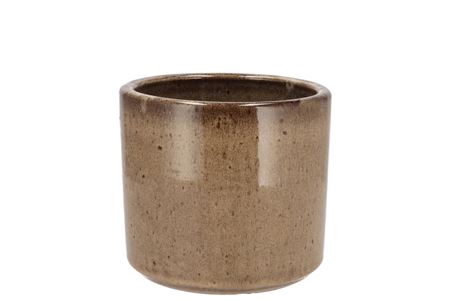 Javea Cilinder Pot Glazed Taupe 11x11cm