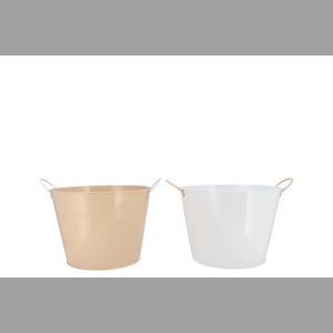 Zinc Basic White/sand Ears Bucket 19x16cm