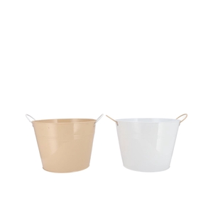 Zinc Basic White/sand Ears Bucket 19x16cm