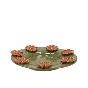 Riva Green Plate Flower 34x34x8cm