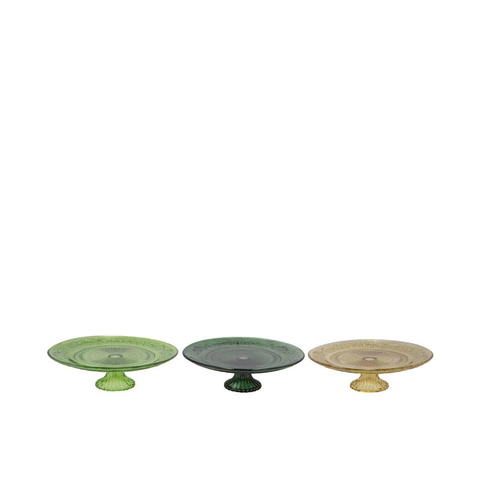 <h4>Dayah Forest Green Glass Plate On Foot 15x8cm Ass</h4>