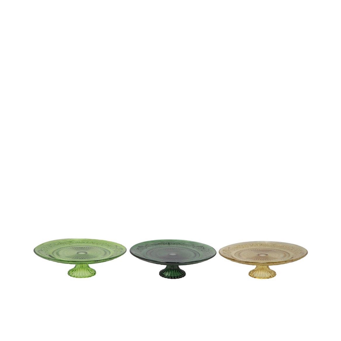 <h4>Dayah Forest Green Glass Plate On Foot 15x8cm Ass P/1 Nm</h4>