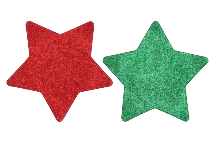 Melamine Shine Green/red Plate Star 28x28x1cm