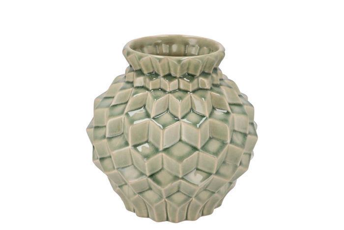 Gia Green Structure Vase 19x19x19cm