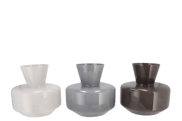 Beau Dutch Grey Mix Neck Sphere Vase Ass 26x25cm N
