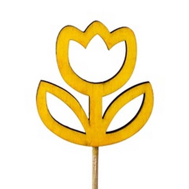 <h4>Pick tulip wood 8x7,5cm + 50cm stick yellow</h4>