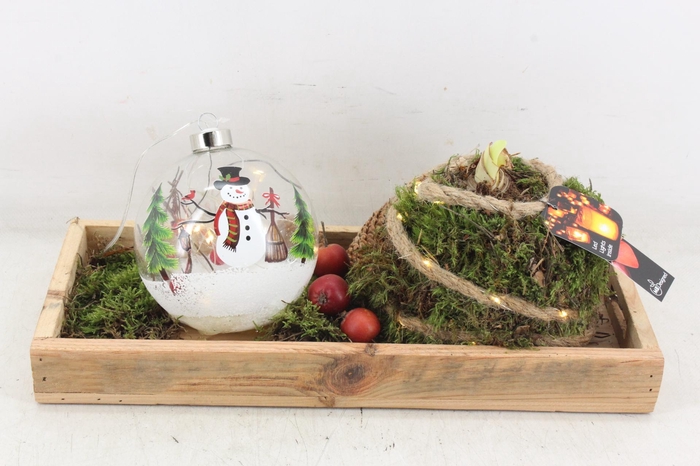 <h4>arr4 Amaryllis MB - Hout tray kerstbal LED</h4>