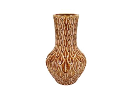 <h4>Inga Boa Brown Vase Neck Active Glaze 23x23x39cm N</h4>