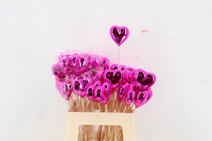<h4>Stick Heart Metal. Fuchsia 6cm</h4>