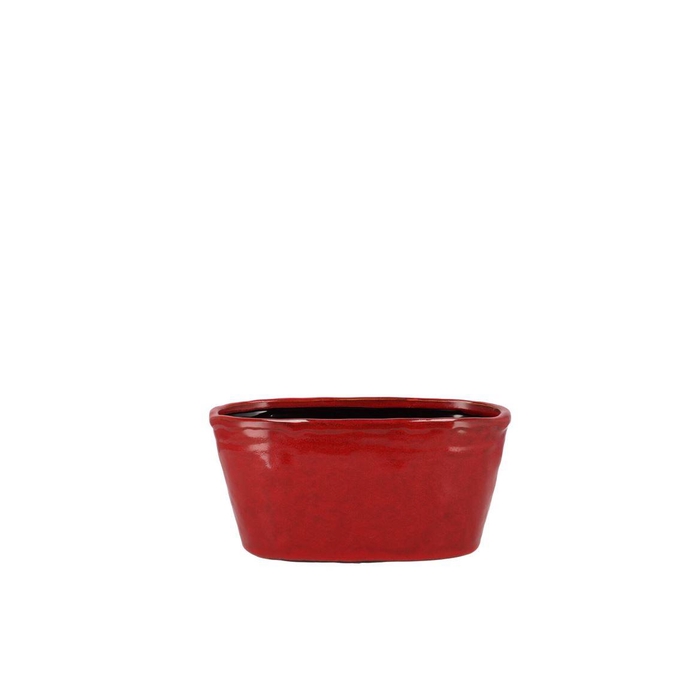 <h4>Iron Stone Red Glazed Oval Pot 23x9x10cm</h4>