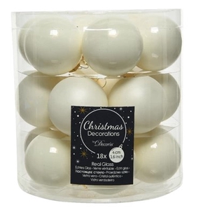 KERSTBAL GLASS 40MM 18PCS WOOLWHITE
