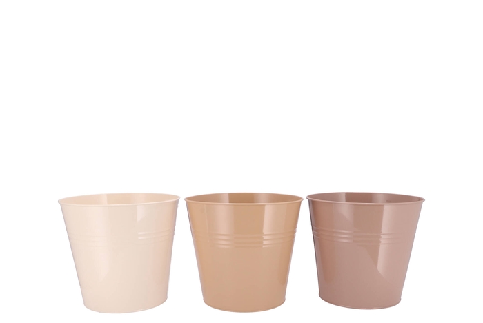 Zinc Natural Brown Mix Bucket Basic Ass 17x16x13cm