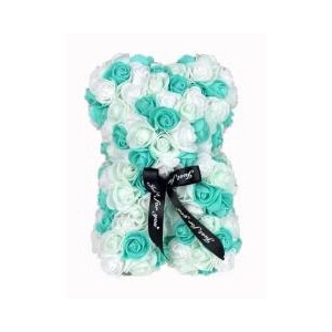 Beer 25cm turquoise met wit in cadeauverpakking ZOMERMIX !!!