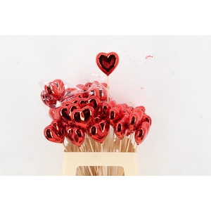 Stick Heart Metallic Red 6cm