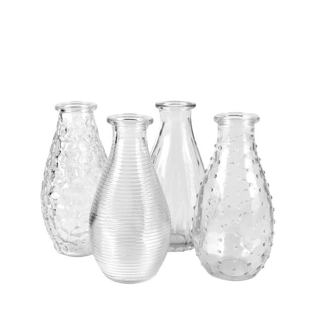 <h4>Vaas Rosetta structuur glas D7xH14cm tr. ass 4</h4>