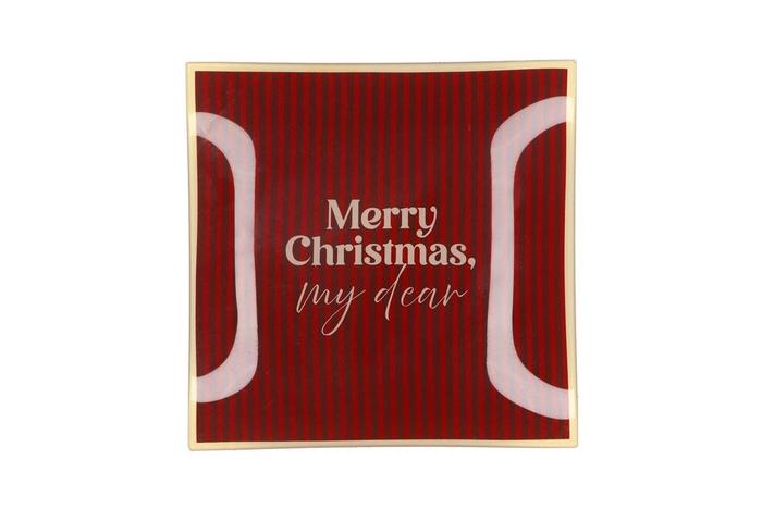 Plate Square Merry Christmas 18x18x2cm