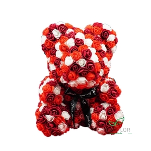 FOAM BEAR 25CM WHITE RED BORDEAUX MIX