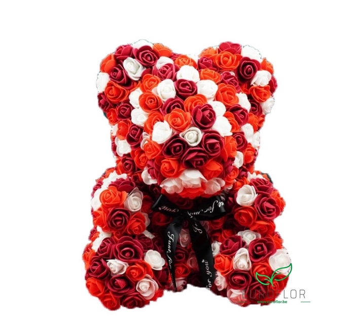 FOAM BEAR 25CM WHITE RED BORDEAUX MIX