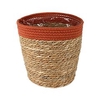 Basket Saga straw Ø25xH24cm terracotta