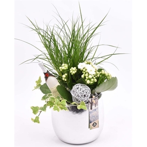 Keramiek pot zilver 13cm