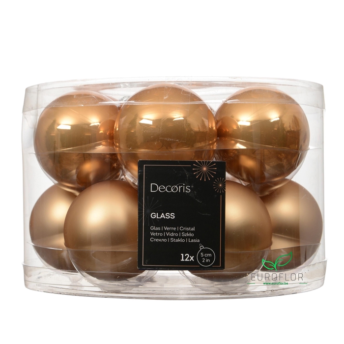 <h4>KERSTBAL GLASS 50MM 12PCS KARAMEL BROWN</h4>