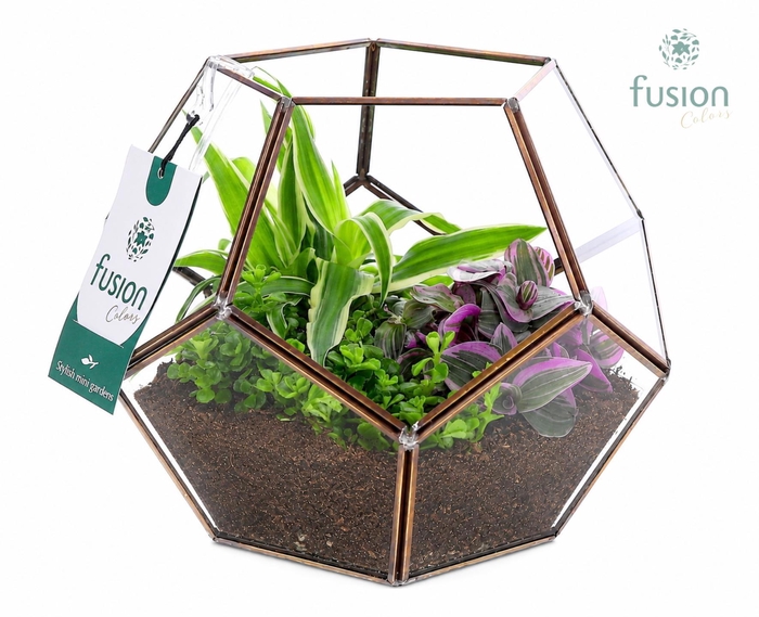 <h4>Geometrisch planter Medium met groenen planten arrangement</h4>