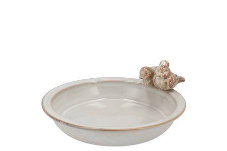 <h4>Iron Stone Bird Bowl Glazed White 23x5cm</h4>