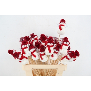 Stick Snowman Xmas Red 26377