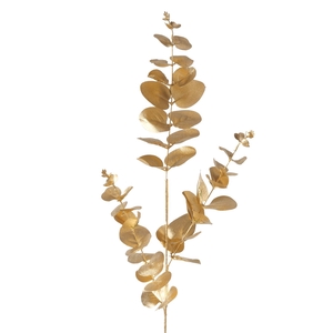 Decorative branch , Eucalyptus, Indoor, H 80 cm, Iron, Plastic, Polyester mixed materials gold