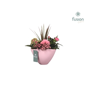 Keramiek pot ovaal roze met lovearrangement