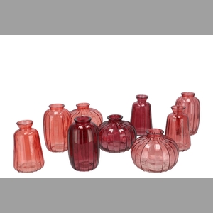 Dayah Red Mix Glass Bottle Set 3 7x11cm