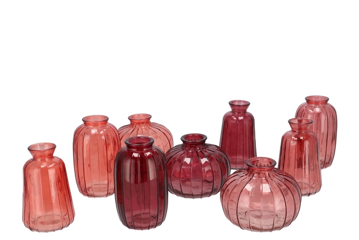 <h4>Dayah Red Mix Glass Bottle Set 3 7x11cm</h4>