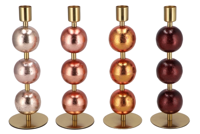 Cosmo Foiled Nude Mix Ball Candle Holder Ass 7x7x23cm Nm