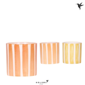 Kolibri Home Painted Stripe pot yellow mix