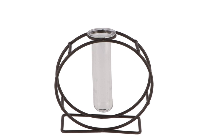 <h4>Metal Rack Grey Circle Glass Tube 5x12cm</h4>