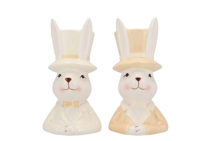 <h4>Easter Ceramic Natural Brown Mix Bunny Hat Ass 11x12x20cm Nm</h4>