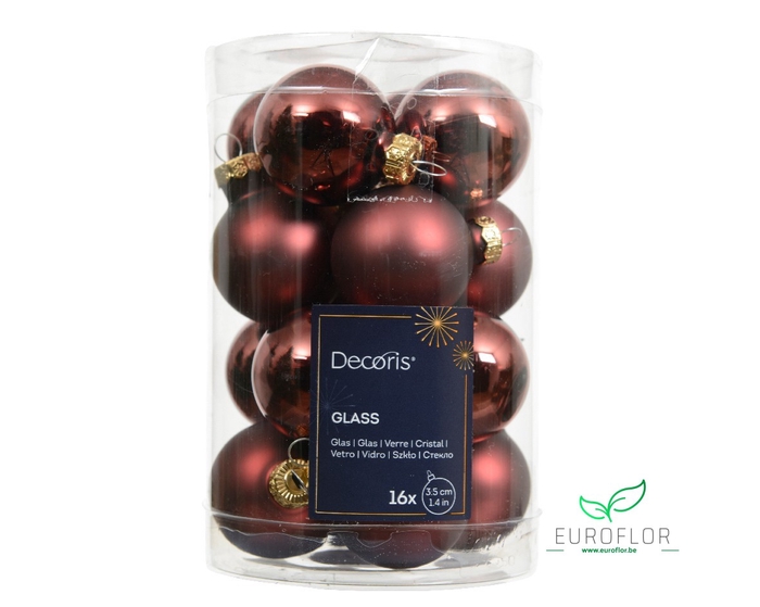 KERSTBAL GLASS 35MM 16PCS MAROON