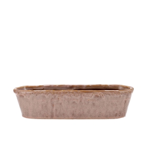 Iron Stone Old Pink Glazed Oval Pot 32x10x8cm Nm