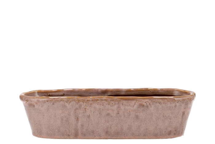 Iron Stone Old Pink Glazed Oval Pot 32x10x8cm Nm