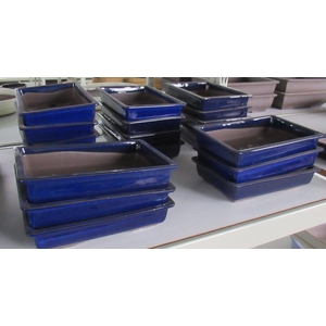 pot rectangle glazed blue (25x17x5)