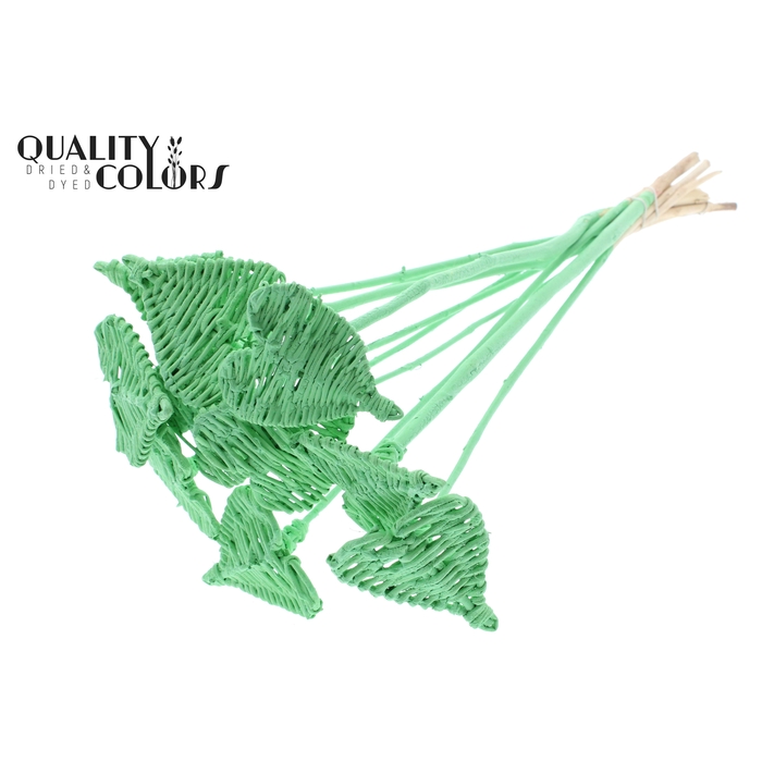 <h4>Lata Heart 8cm on stem Hat type Covered Mint Green</h4>