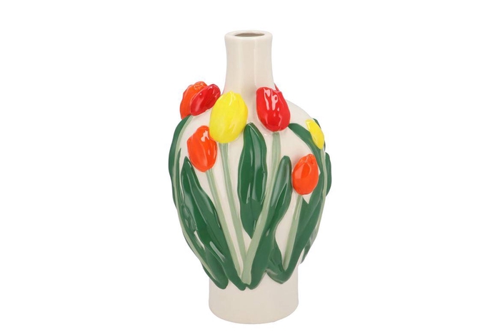 Isa Dutch Orange/yellow/red Mix Vase Neck Tulip 16x16x26 Nm