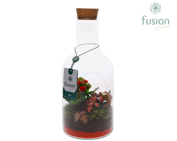 <h4>Green Bottle Fles Small Love met arrangement</h4>