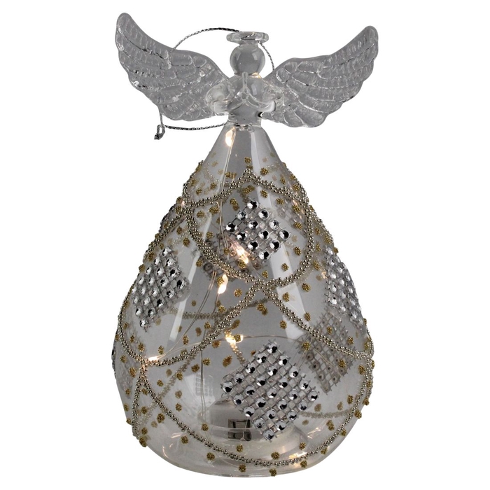 <h4>DF12-GF-17875 - Glass angel 9x16cm 6led gold b/o</h4>