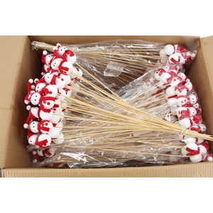 Stick Snowman Xmas Red 26377