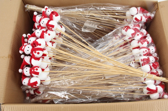 Stick Snowman Xmas Red 26377